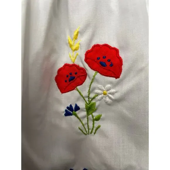 Vintage Sears Girls Red Poppy Flower Scalloped Collar Shirt - Picture 6 of 6